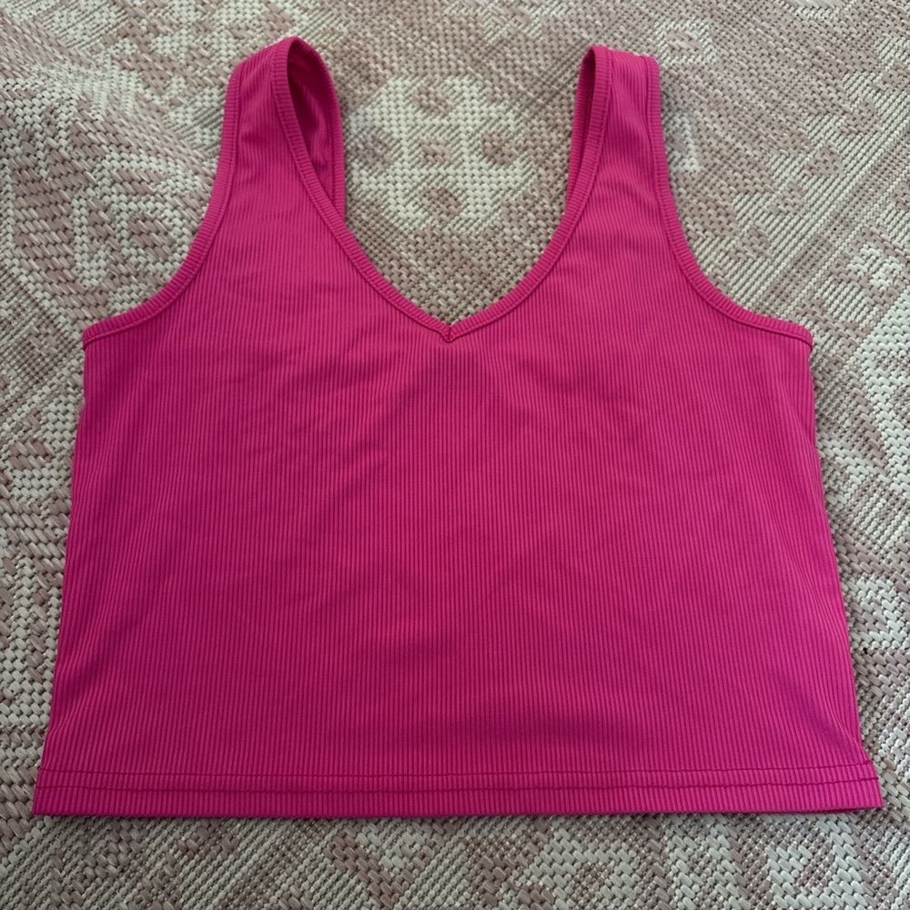 Pink Ribbed Women's Tank Top